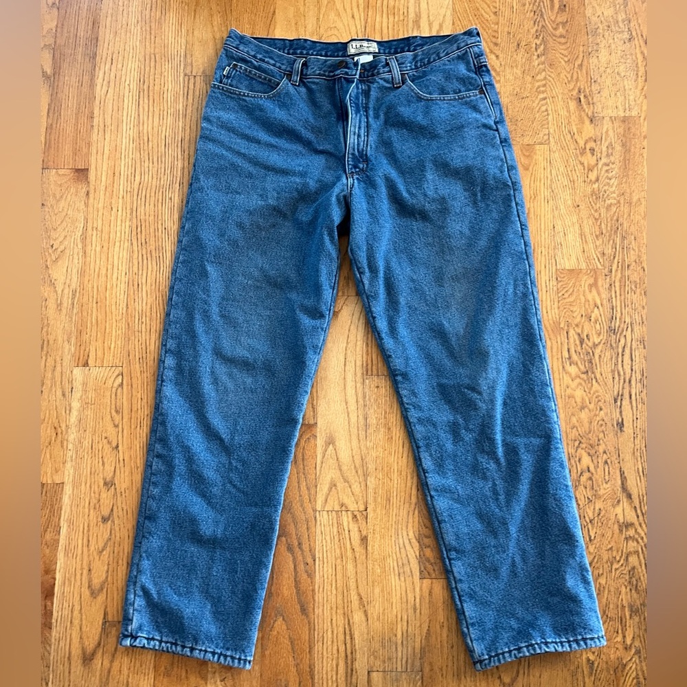 L.L. Bean Men's Fleece Lined Straight Blue Jeans